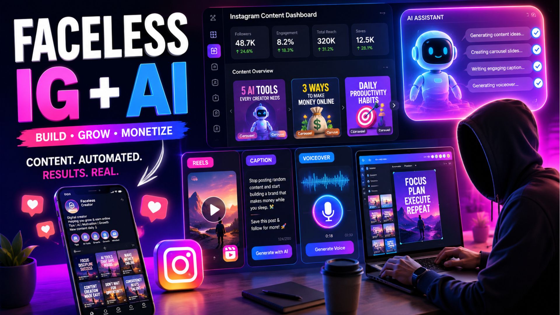 faceless Instagram page with AI